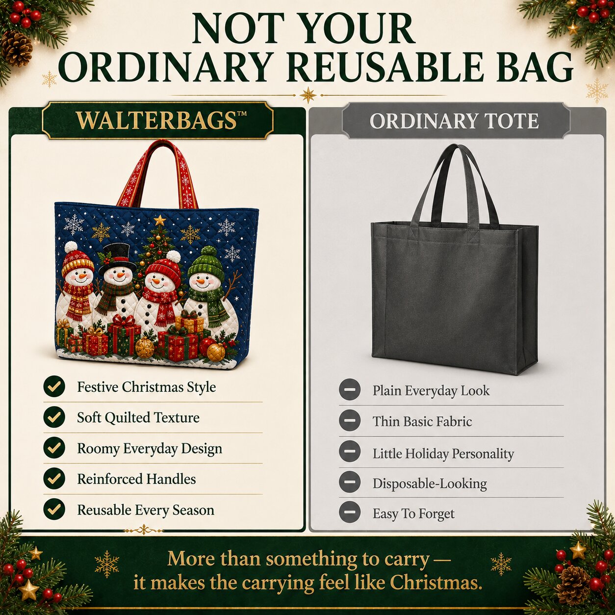WalterBags™ Christmas Quilted Tote